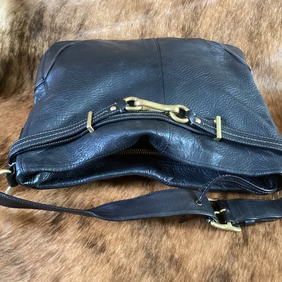 Beautiful Authentic Coach Black Pebbled Leather Satchel Shoulder Carry Handbag - Picture 6 of 12